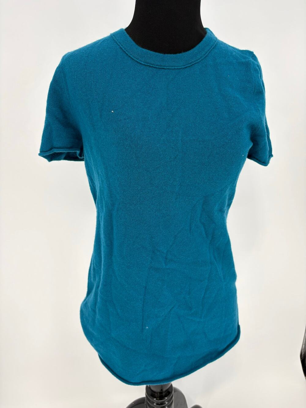 J.Crew women's small 100% cashmere short sleeve sweater teal blue NEW